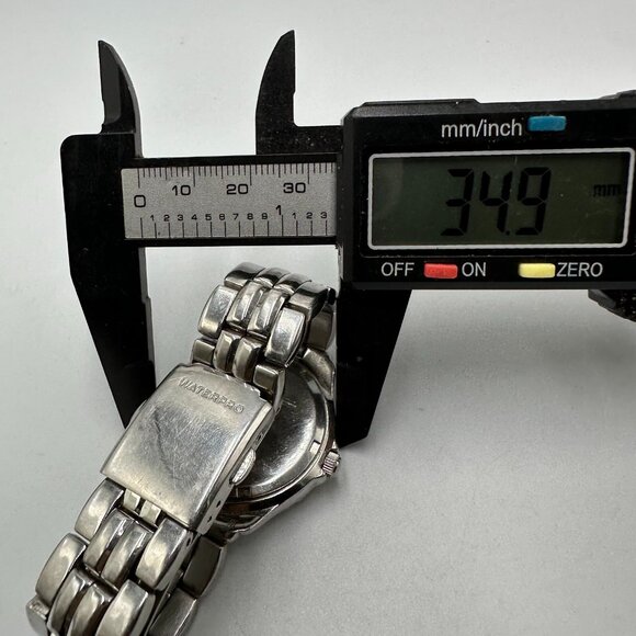 Guess Waterpro Watch Women Silver Tone Crystal Bezel Date Window 34MM Dial 6.25" - Picture 9 of 10